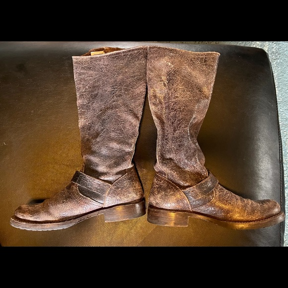Frye Brown Leather Combat Boots - Picture 4 of 11